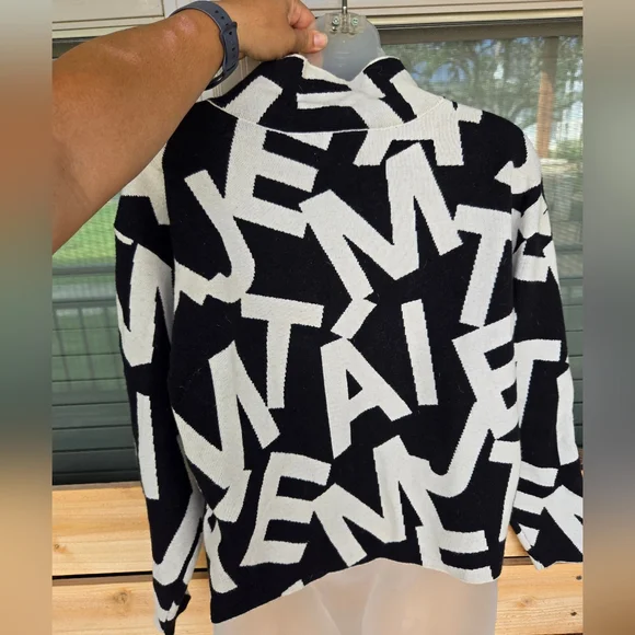 Anthropologie Black and White JeTaime Sweater - Picture 6 of 11